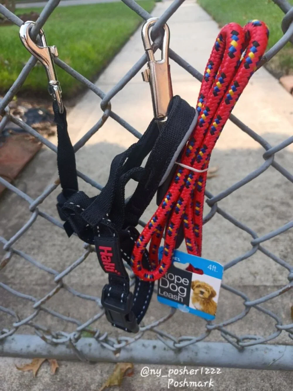 𝗛𝗮𝗹𝘁𝗶 Headcollar Size 2 Black & 𝖣𝖴𝖪𝖤'𝖲 Rope Dog Leash 4-Ft Red Bundle